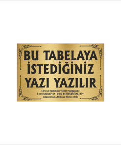 Altın Metal Tabela-Apartman Tabelası-Firma Tabelası-Çok Amaçlı Tabela 20x30 cm Brt61