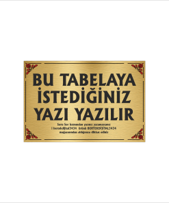 Altın Metal Tabela-Apartman Tabelası-Firma Tabelası-Çok Amaçlı Tabela 20x30 cm Brt62