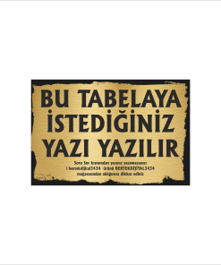 Altın Metal Tabela-Apartman Tabelası-Firma Tabelası-Çok Amaçlı Tabela 20x30 cm Brt07