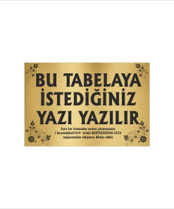 Altın Metal Tabela-Apartman Tabelası-Firma Tabelası-Çok Amaçlı Tabela 20x30 cm Brt09